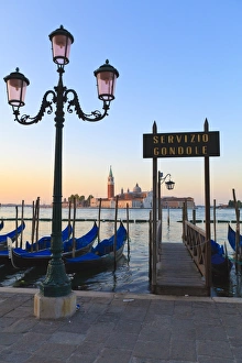 Lamps Prints: Gondolas moored by Riva degli Schiavoni, looking towards San Giorgio Maggiore