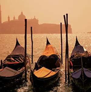 Venice Prints: Gondolas on San Marco canal and church of San Giorgio