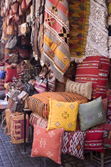 Rugs Prints: Goods in the souks in the Medina, Marrakech, Morocco, North Africa, Africa
