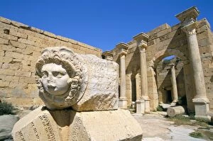 Images Dated 26th April 2005: Gorgon head, Severan Forum, Leptis Magna, UNESCO World Heritage Site, Tripolitania