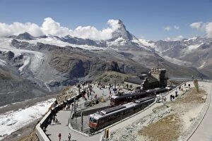 Gornergrat Station and the Matterhorn, Zermatt, Valais, Swiss Alps, Switzerland, Europe