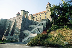 Stair Way Prints: Gothic 15th century castle with section of outer wall