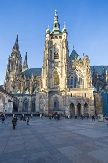 Gothic Style Prints: The gothic Cathedral of St. Vitus, Old Town Square, UNESCO World Heritage Site, Prague