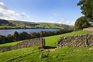Gouthwaite Reservoir from the Nidderdale Way, Wath, North Yorkshire, Yorkshire, England, United Kingdom, Europe