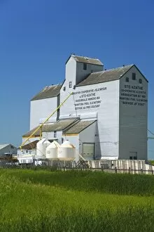 Grain elevator in Saint Agathe, Winnipeg Region, Manitoba, Canada, North America