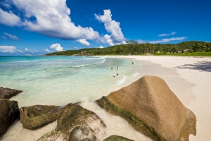 Republic Of Seychelles Prints: Grand Anse Beach, La Digue, Republic of Seychelles, Indian Ocean, Africa