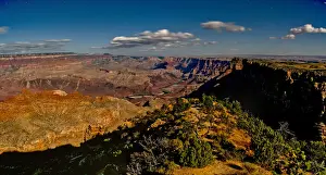 Grand Canyon Prints: Grand Canyon viewed from the Desert View Point at night illuminated by moonlight