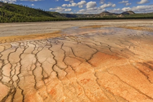 Geyser Prints: Grand Prismatic Spring with a view towards Twin Buttes