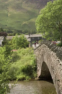 River Derwent Prints: Grange Village and bridge, Borrowdale, Lake District, Cumbria, England