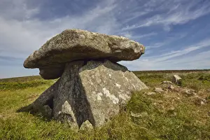 Granite blocks in the prehistoric remains of a Neolithic burial chamber, Chun Quoit