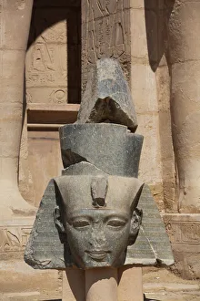 Ramesses Ii Prints: Granite Head of Ramesses II in front of Osiris Statues