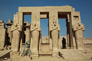 Ramesses Ii Prints: Granite Head of Ramesses II in front of Osiris Statues