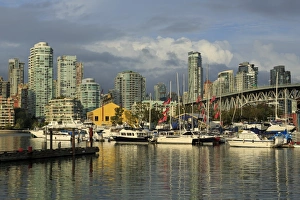 Canadian Culture Prints: Granville Island, Vancouver and skyline, Vancouver, British Columbia, Canada, North
