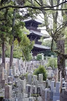 Images Dated 20th November 2009: Grave stones and pagoda in a cemetery, Shinnyo do Temple, Kyoto, Japan, Asia