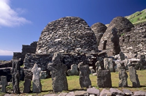 Graveyard and stone huts