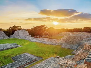 Maya Prints: Great Acropolis at sunset, Edzna Archaeological Site, Campeche State, Mexico