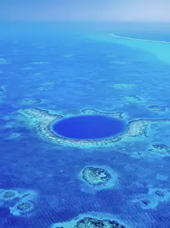 Azure Prints: The Great Blue Hole, Lighthouse Reef, aerial view, Belize District, Belize