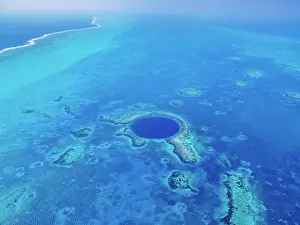 Wanderlust Prints: The Great Blue Hole, Lighthouse Reef, aerial view, Belize District, Belize