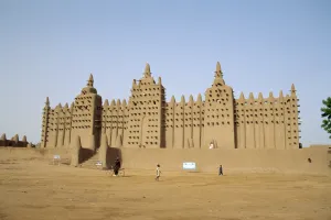 Muslim Prints: The Great Mosque, the largest dried earth building in the world, Djenne