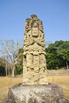 Images Dated 6th April 2009: The Great Plaza, Stela A, dating from 731 AD, Ruins of Copan, UNESCO World Heritage Site