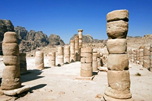 Images Dated 10th October 2007: Great Temple, Petra, UNESCO World Heritage Site, Jordan, Middle East