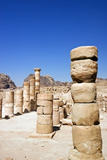 Images Dated 10th October 2007: Great Temple, Petra, UNESCO World Heritage Site, Jordan, Middle East