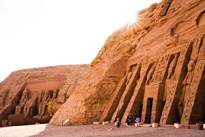 Aswan Prints: Great temple of Ramses II and Temple of Nefertari at sunrise, Abu Simbel, Aswan, Egypt