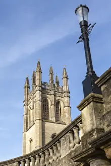 Lamp Post Prints: The Great Tower of Magdalen College with typical archaic lampost in foreground