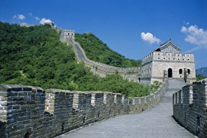 Peking Prints: Great Wall, restored section with watchtowers, Mutianyu, near Beijing, China