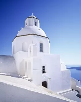 Images Dated 19th June 2008: Greece Orthodox church, Fira, Santorini, Cyclades, Aegean Sea, Greek Islands, Greece, Europe