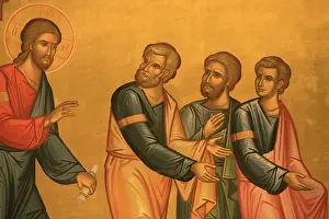 Christ Prints: Greek Orthodox church fresco of Christ after his Transfiguration, Thessaloniki, Macedonia
