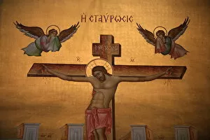 Images Dated 18th April 2006: Greek Orthodox icon depicting Christ on the cross, Thessaloniki, Macedonia, Greece