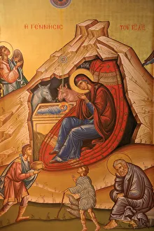 Images Dated 20th April 2006: Greek Orthodox icon depicting Christs birth, Thessaloniki, Macedonia, Greece, Europe