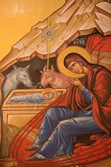 Images Dated 20th April 2006: Greek Orthodox icon depicting Christs birth, Thessaloniki, Macedonia, Greece, Europe