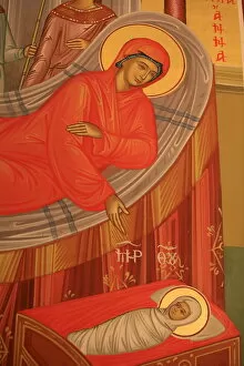 Images Dated 18th April 2006: Greek Orthodox icon depicting Marys birth, Thessaloniki, Macedonia, Greece, Europe
