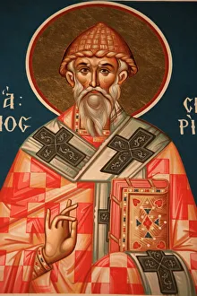 Images Dated 19th April 2006: Greek Orthodox icon depicting Saint Spiridon, Thessaloniki, Macedonia, Greece, Europe