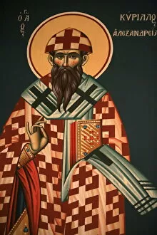 Images Dated 19th April 2006: Greek Orthodox icon depicting St. Cyrile of Alexandria, Thessaloniki, Macedonia, Greece