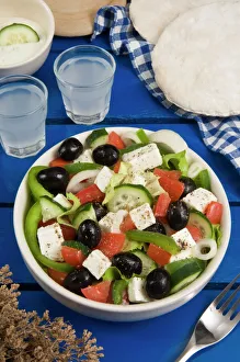 Food And Drink Prints: Greek Salad with feta and olives, Greek food, Greece, Europe