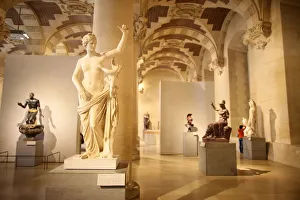 Exhibits Prints: Greek sculptures, Salle du Manege, Louvre Museum, Paris, France, Europe