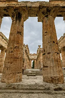 Step Prints: The Greek temples of Paestum, UNESCO World Heritage Site, Campania, Italy, Europe