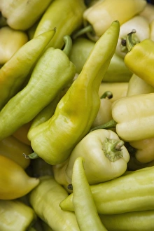 Stall Prints: Green chilli peppers in market, Old Town, Prague, Czech Republic, Europe