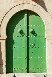Green Colour Prints: Green door, La Goulette, Tunisia, North Africa, Africa