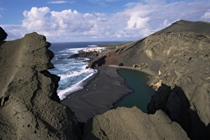 El Golfo Prints: Green pool, lava mountains, El Golfo, Lanzarote, Canary Islands, Spain, Atlantic, Europe