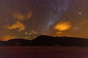Night Sky Prints: Green Sea Turtle (Chelonia mydas) nesting site at night on Long Beach on Ascension Island