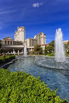 Green Space Prints: Green Space at Caesars, garden and fountains at Caesars Palace Hotel
