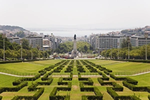 The greenery of the Parque Eduard VII runs towards the Marques de Pombal memorial in central Lisbon The greenery of the Parque Eduard VII runs towards the Marques de Pombal memorial in central Lisbon