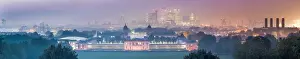 Greenwich Prints: Greenwich Maritime Museum and Canary Wharf from Greenwich Observatory, London, England