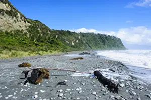 Fox Glacier Prints: Greyrocky beach in Okarito along the road between Fox Glacier and Greymouth
