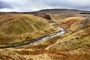 Curved Prints: Grisedale Beck Meanders below Baugh Fell toward Garsdale Head in the Yorkshire Dales