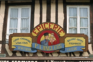 Grocery Prints: Grocers sign, Beuvron en Auge, Auge, Normandy, France, Europe